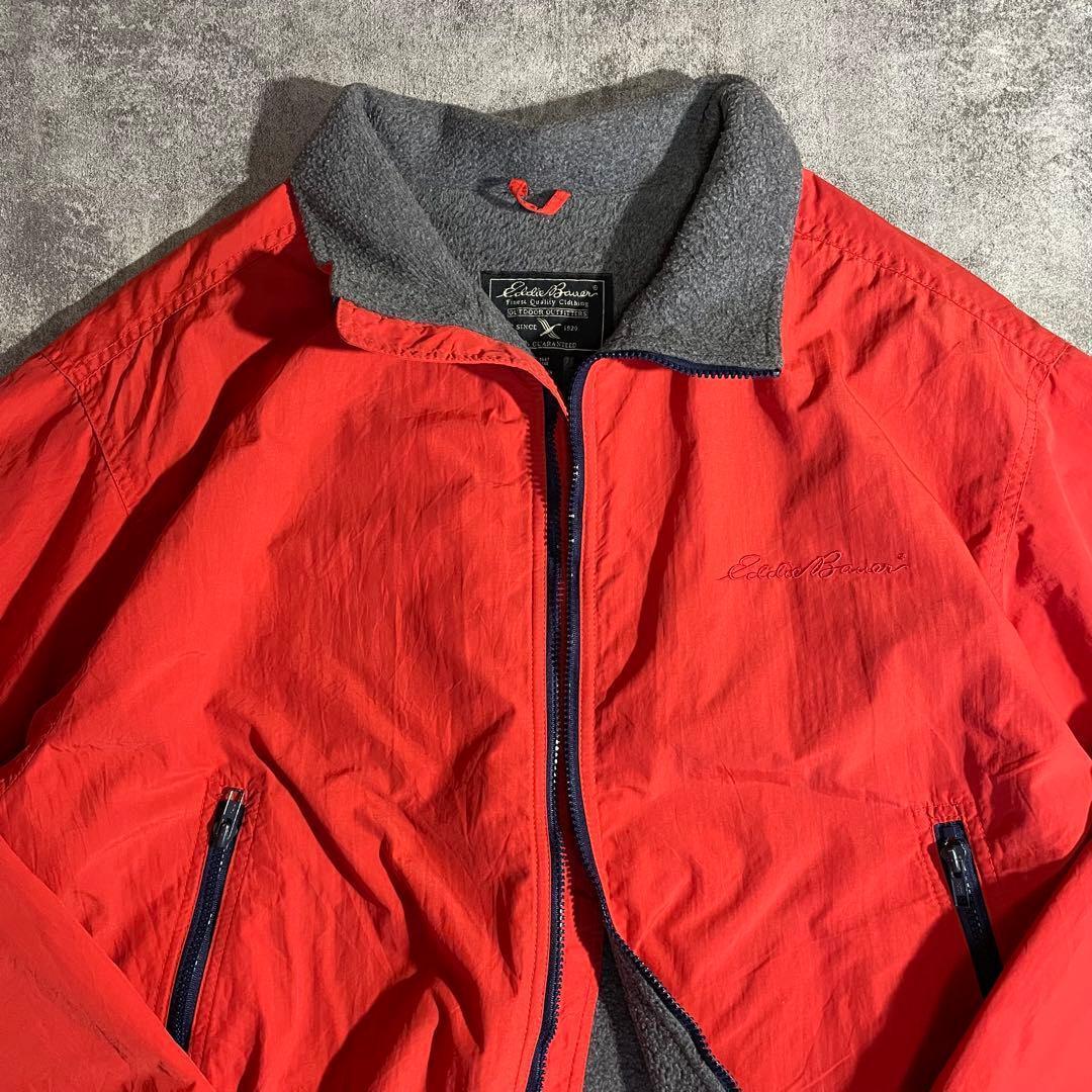 USA製Eddie Bauerウォームアップオレンジ短丈刺繍ロゴXL90s黒タグ