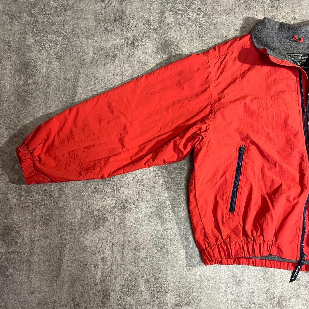 USA製Eddie Bauerウォームアップオレンジ短丈刺繍ロゴXL90s黒タグ