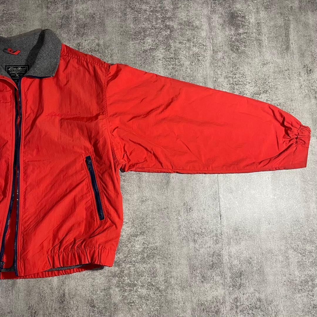 USA製Eddie Bauerウォームアップオレンジ短丈刺繍ロゴXL90s黒タグ