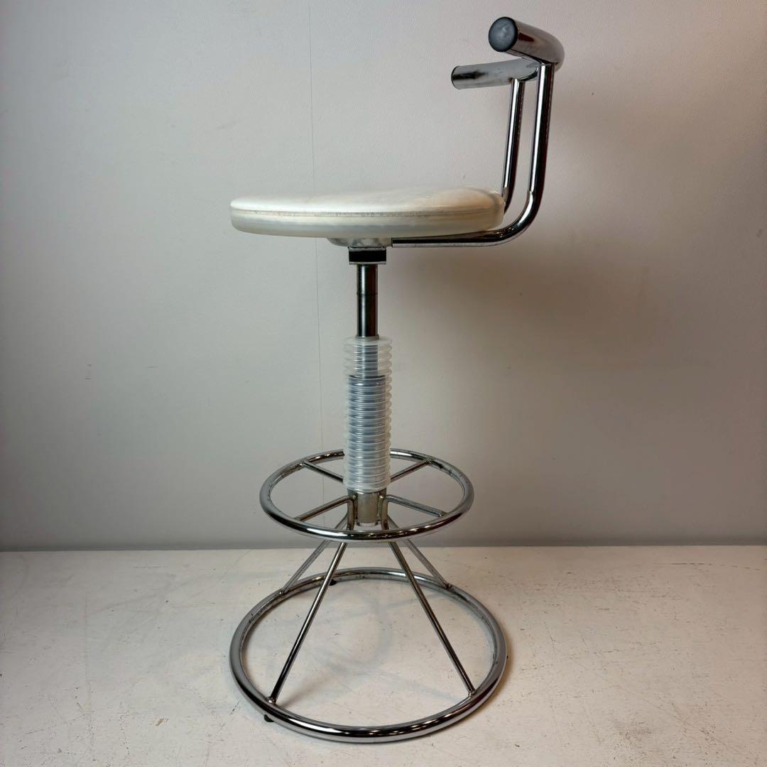 カウンターチェア スタンド椅子 バーチェア 昇降式　ホワイト　ミッドセンチュリー
