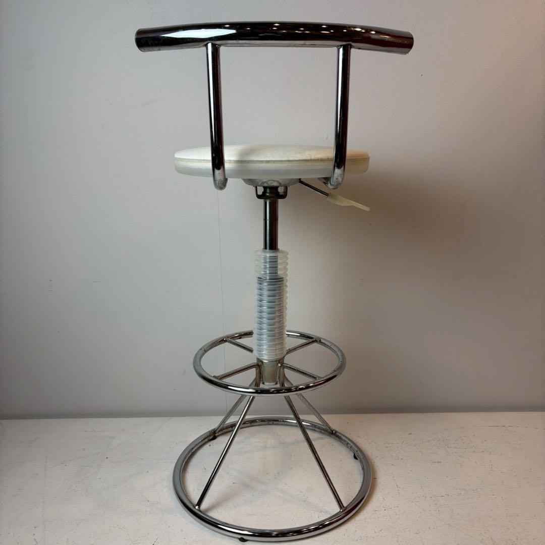 カウンターチェア スタンド椅子 バーチェア 昇降式　ホワイト　ミッドセンチュリー