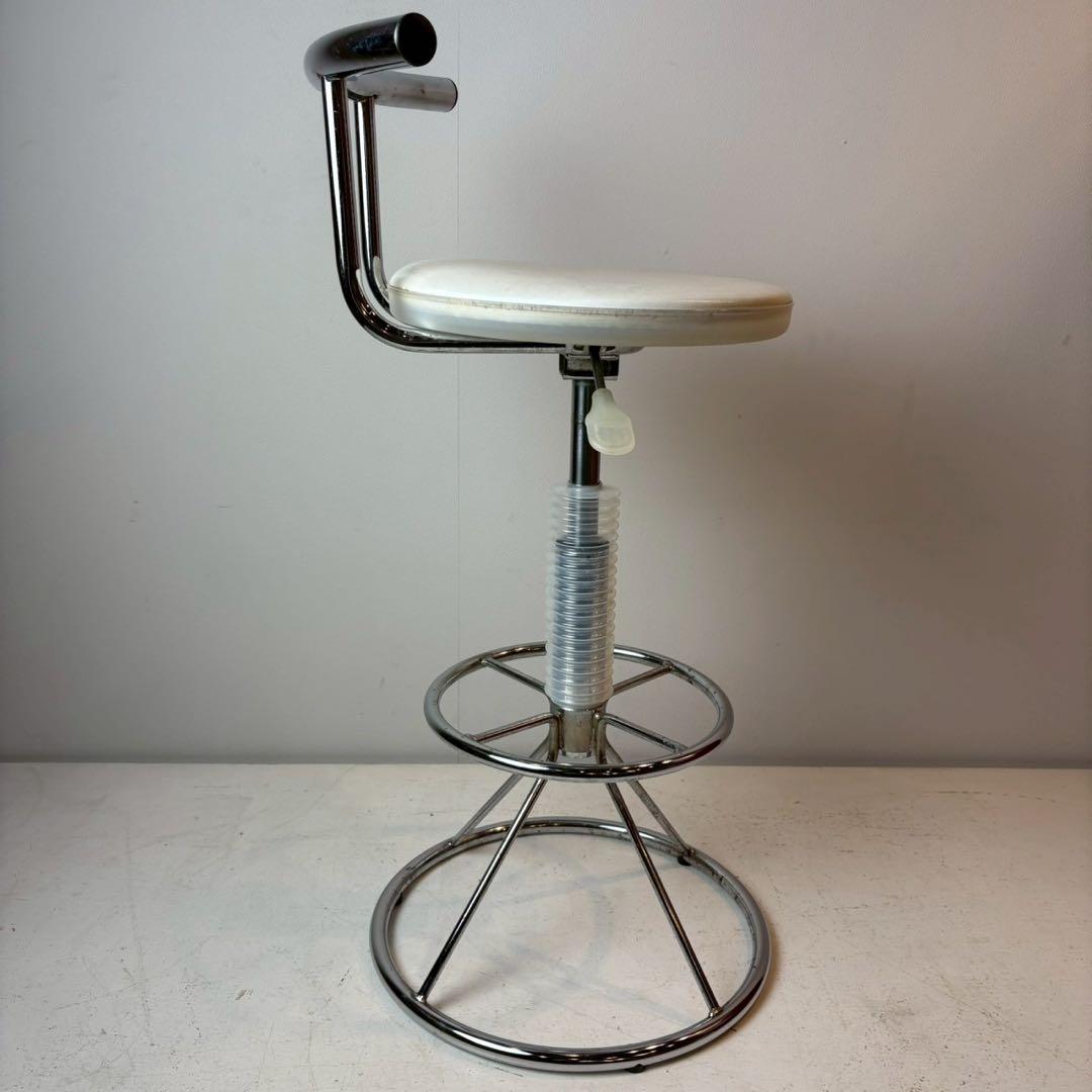 カウンターチェア スタンド椅子 バーチェア 昇降式　ホワイト　ミッドセンチュリー