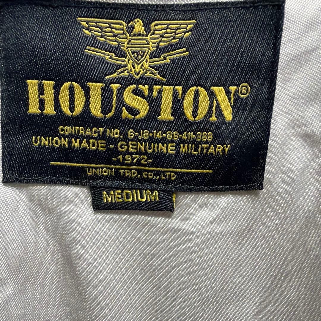 HOUSTON 別珍スカジャン 刺繍 黒 ベルベット