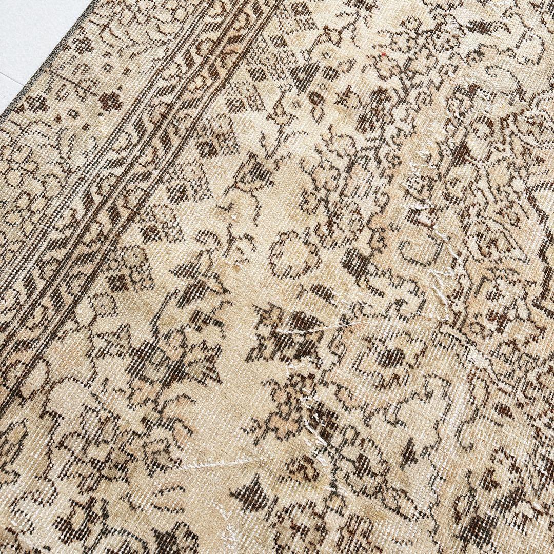 LEI　トルコ　大判　ヴィンテージラグ　ベージュ　ブラウン　グリーン