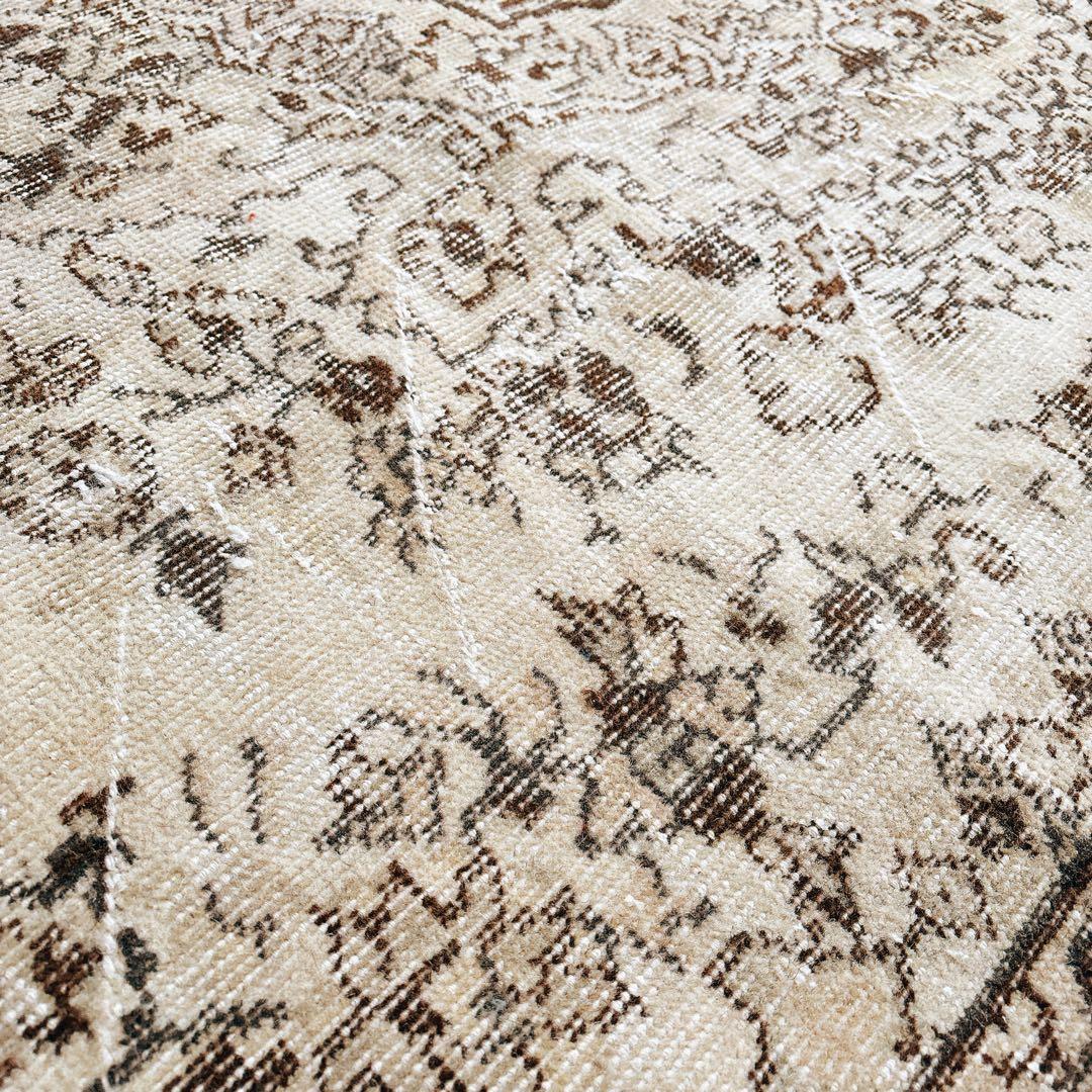 LEI　トルコ　大判　ヴィンテージラグ　ベージュ　ブラウン　グリーン