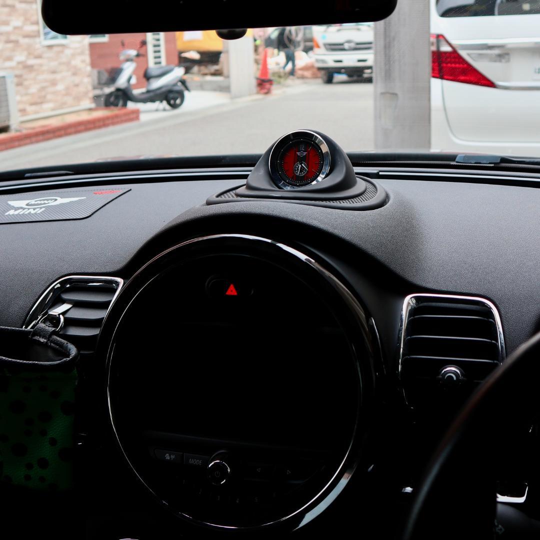 ★MINI F型・ポルシェ風のダッシュボード・アナログ時計（赤）★