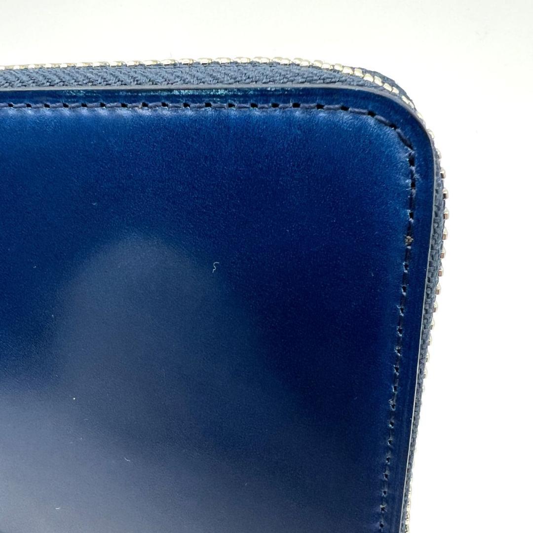 未使用品箱付 プレリー☆メンズ ジッピーウォレット 長財布 コードバン 本革 紺