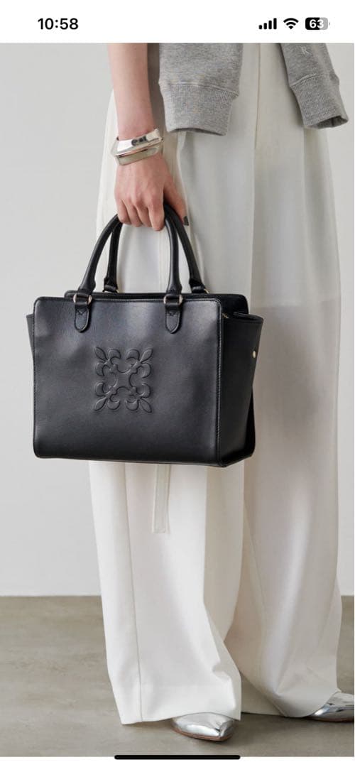 ラシット　2wayハンドバッグ　黒　ブラック　レザー