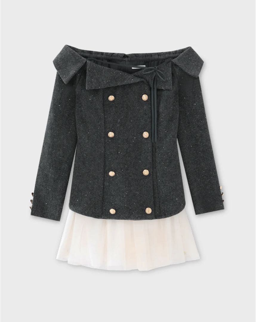 トップス M me eme Wool herringbone tulle onepiece
