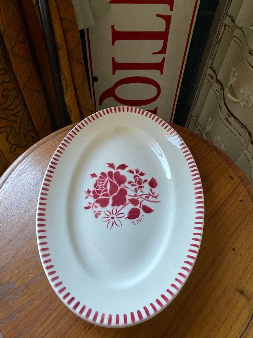 murakawa 陶器　リュネビル　オーバル　楕円形　大皿　薔薇　ラヴィエ