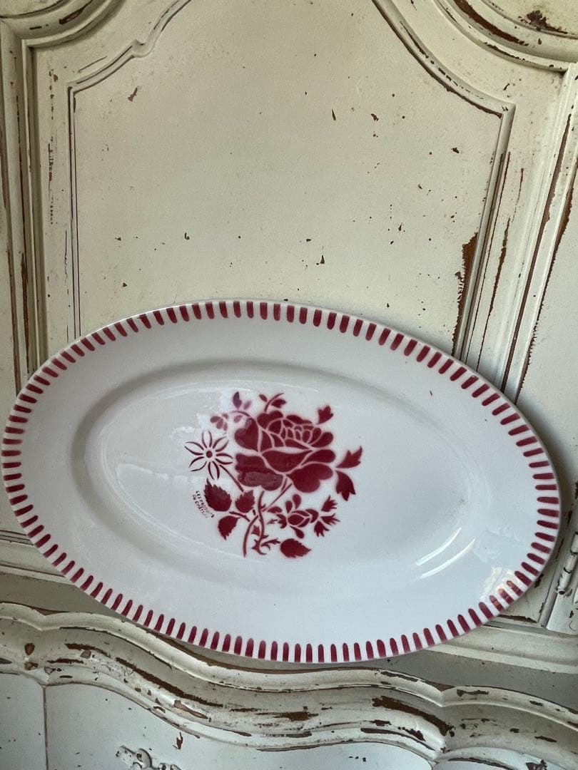 murakawa 陶器　リュネビル　オーバル　楕円形　大皿　薔薇　ラヴィエ