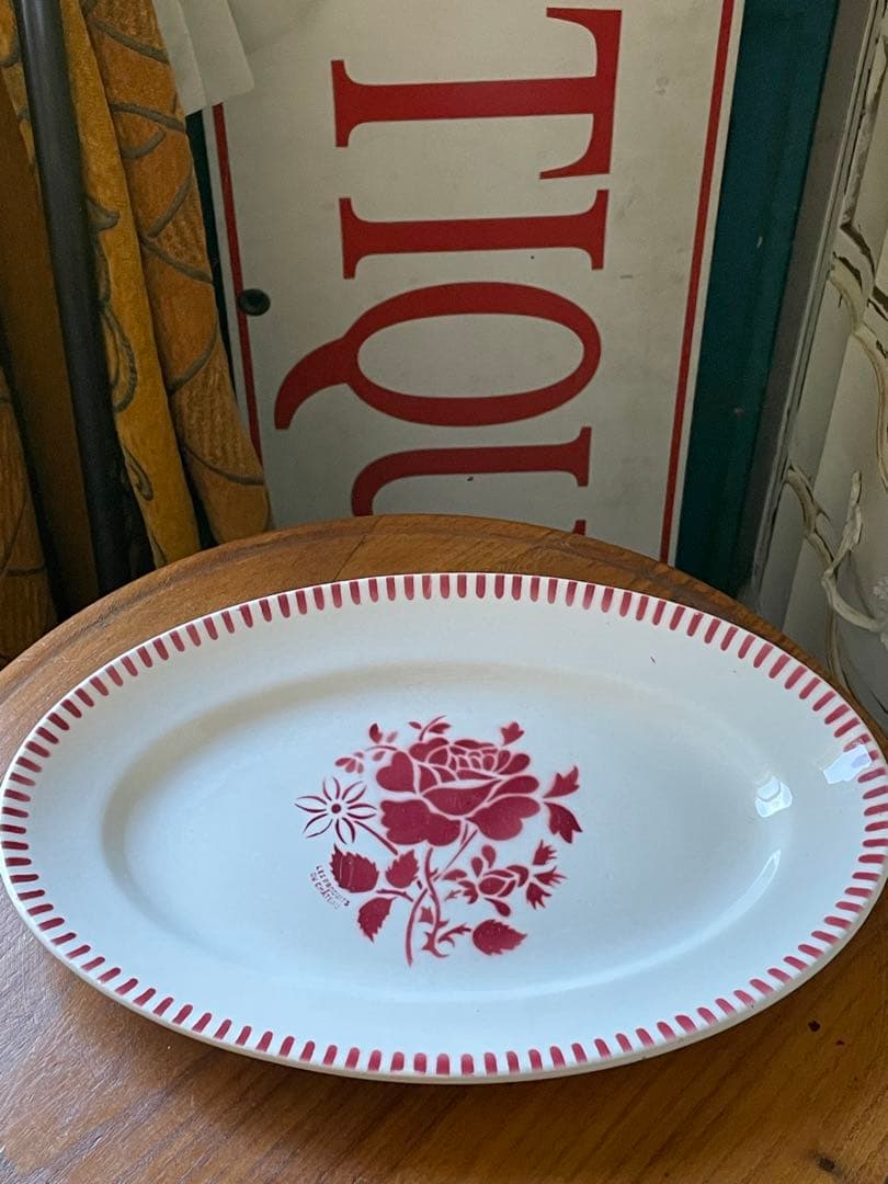 murakawa 陶器　リュネビル　オーバル　楕円形　大皿　薔薇　ラヴィエ