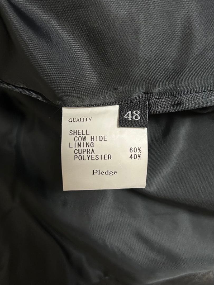 Pledge/プレッジ/シングルライダースジャケット/size48/黒