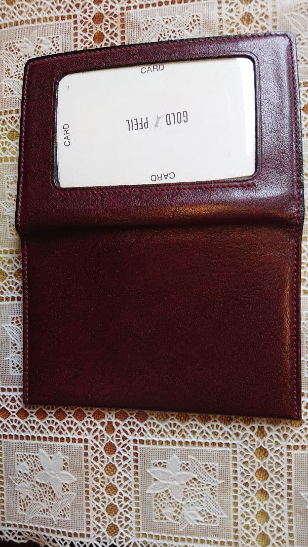 ゴールドファイルオックスフォードバーガンディ、パスケース、カードケース、定期入れ