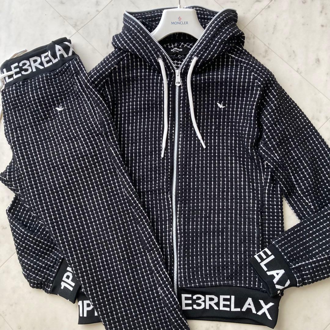 良品 1PIU1UGUALE3 ワッフル 凹凸 セットアップ XL ブラック