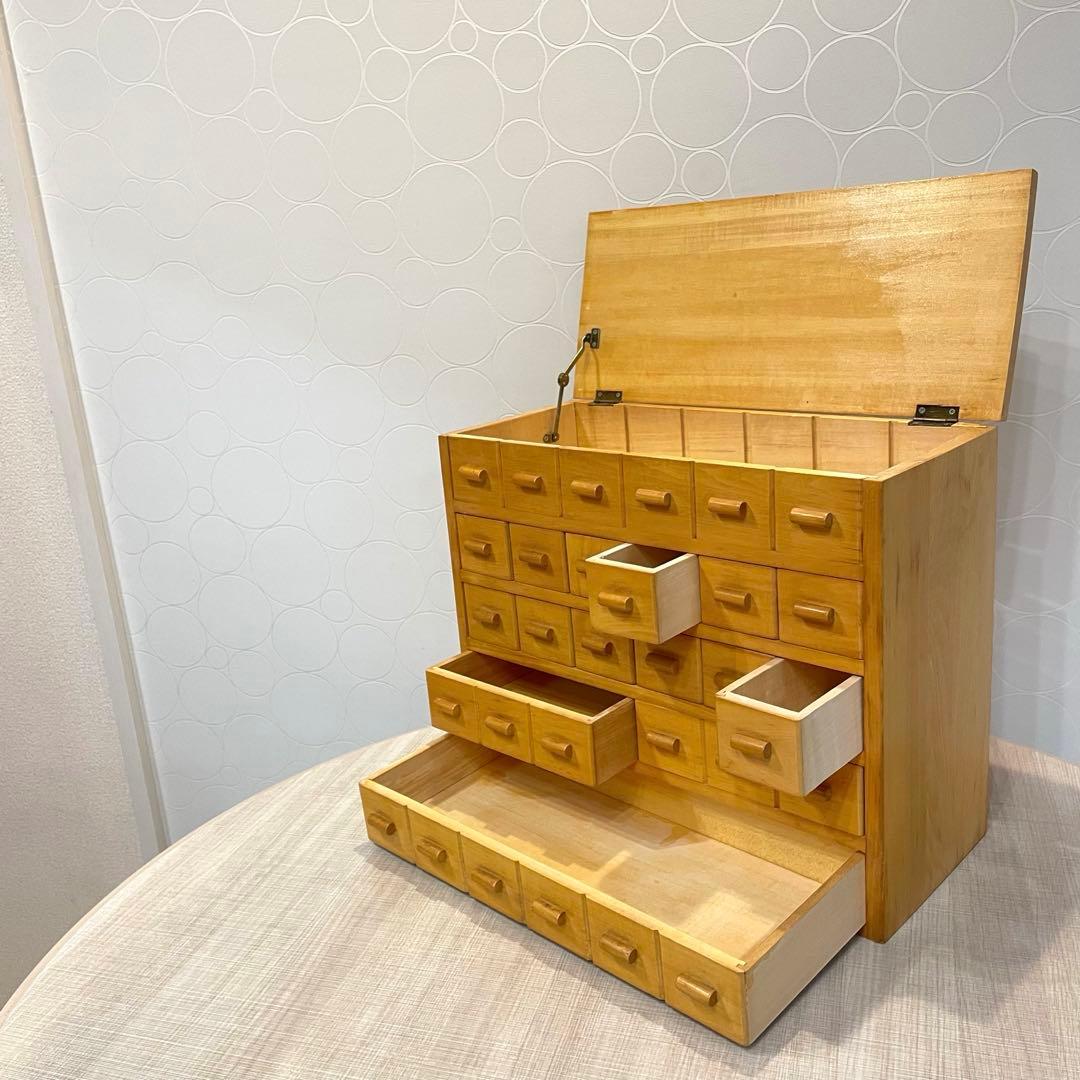 天然木 多段小引き出し 薬入れ 小物収納 薬棚　薬箪笥 北欧・カントリー
