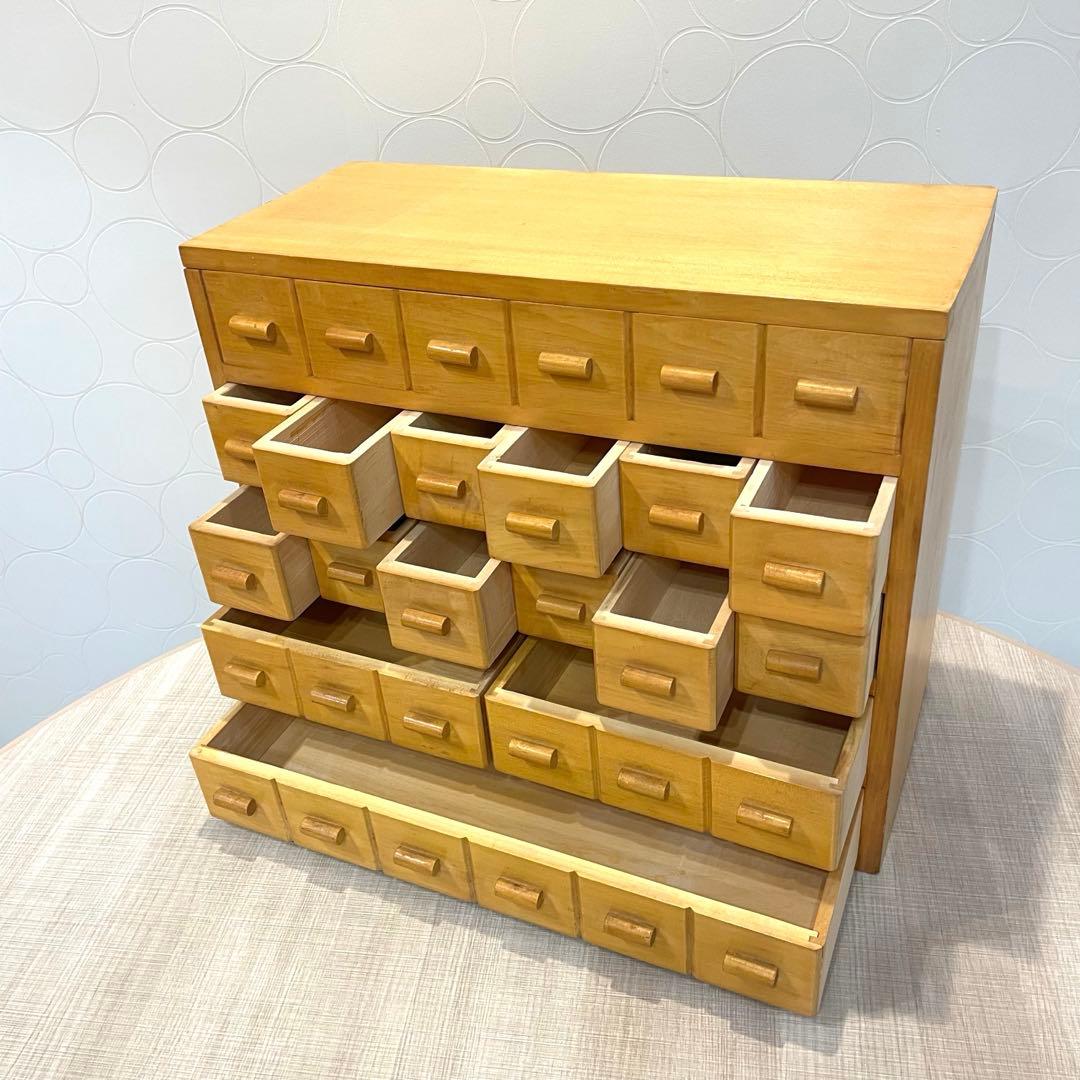 天然木 多段小引き出し 薬入れ 小物収納 薬棚　薬箪笥 北欧・カントリー