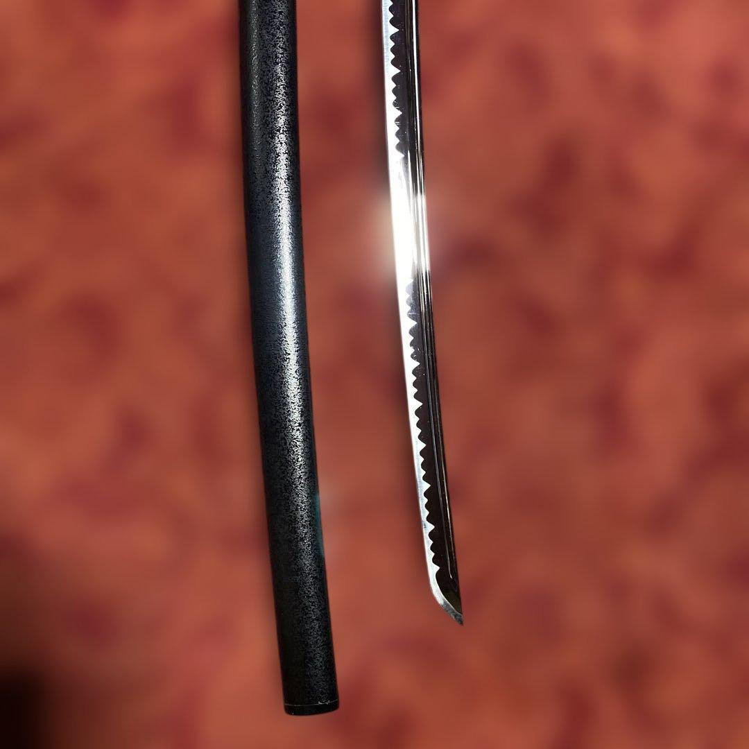 高級居合刀(下緒無し) 濃緑柄 海老彫丸四角鍔