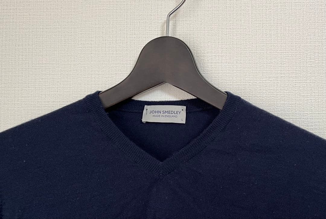 【美品】JOHN SMEDLEY GENOA Vネック　L MIDNIGHT