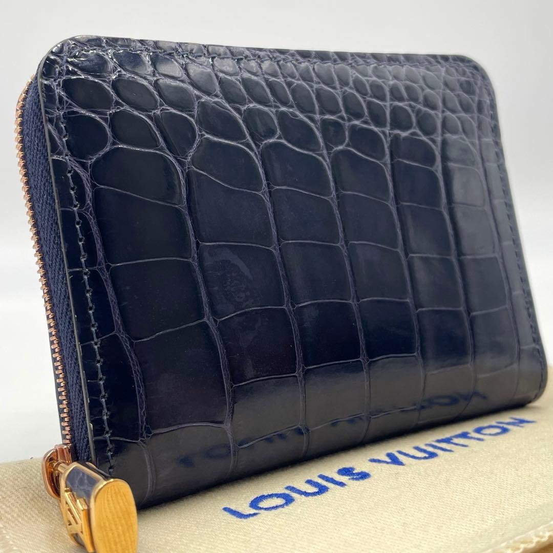 現行・最高級✨ルイヴィトン クロコダイル ジッピー パース LV ネイビー
