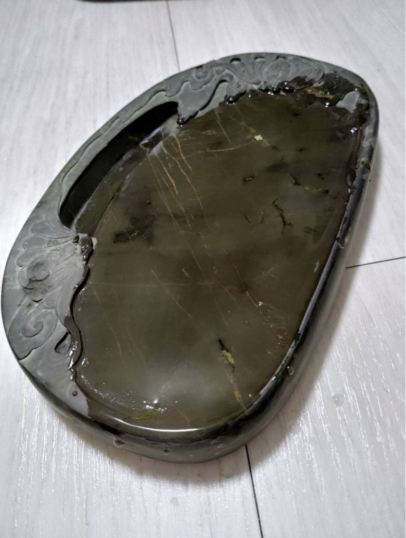 端渓硯 ◆旧老坑水巖・魚脳砕凍・胭脂暈・金綫の極美石◆坑仔巖旧坑◆唐木箱◆ 九吋