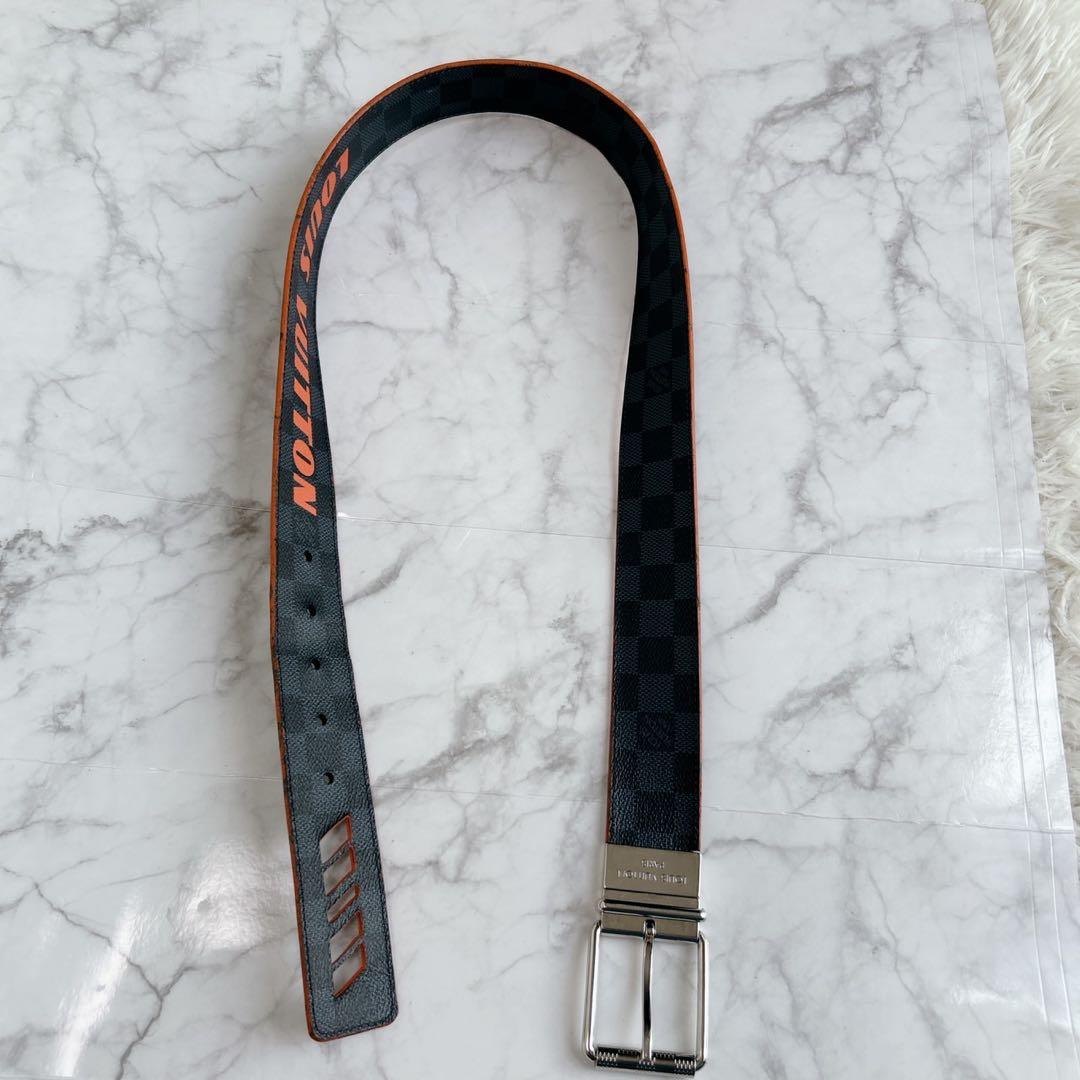 美品✨ルイヴィトン　ベルト　サンチュール　ダミエ　コバルト　レザー　最高級