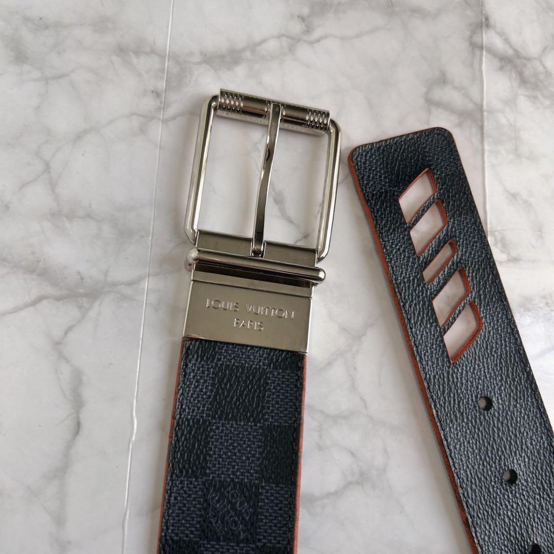 美品✨ルイヴィトン　ベルト　サンチュール　ダミエ　コバルト　レザー　最高級
