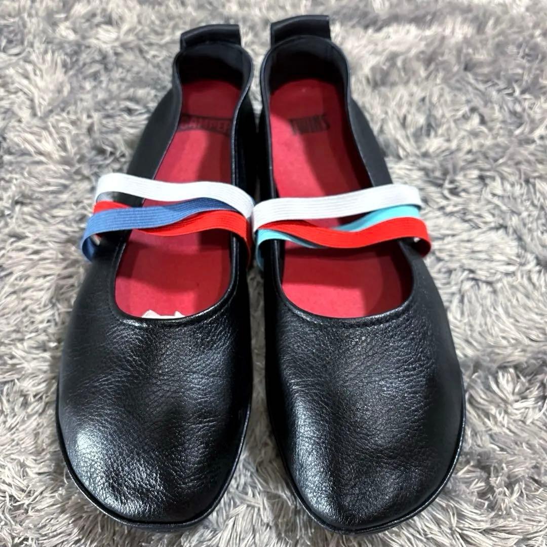 CAMPER カンペール TWINS レザー フラットシューズ 38 黒