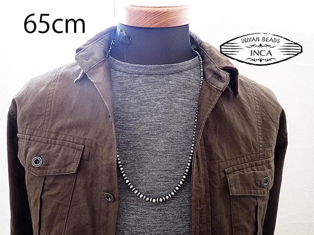 ナバホパール ビーズネックレス ロンデルミックスタイプ シルバー925