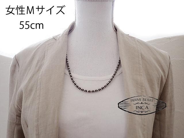 ナバホパール ビーズネックレス ロンデルミックスタイプ シルバー925