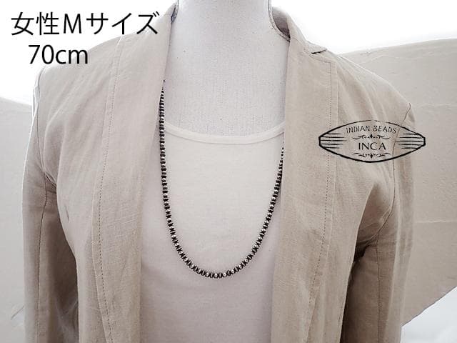 ナバホパール ビーズネックレス ロンデルミックスタイプ シルバー925