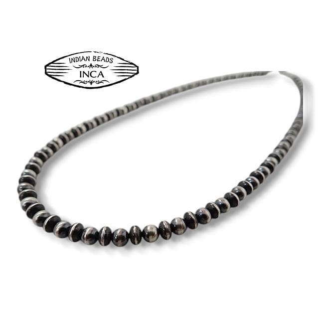 ナバホパール ビーズネックレス ロンデルミックスタイプ シルバー925