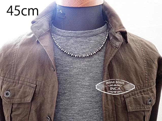 ナバホパール ビーズネックレス ロンデルミックスタイプ シルバー925