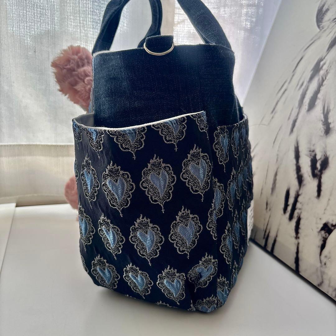 m*e様 コヤンイサムチョン　ルミちゃん　バック　艶ハート　ネイビー　ピンクファ