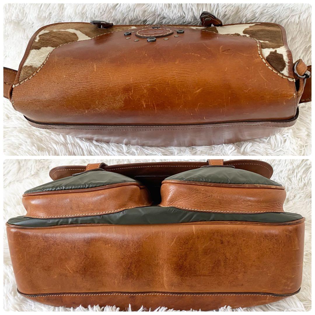 ハンティングワールド メッセンジャーバッグ バチューサー レザー ハラコ 大容量