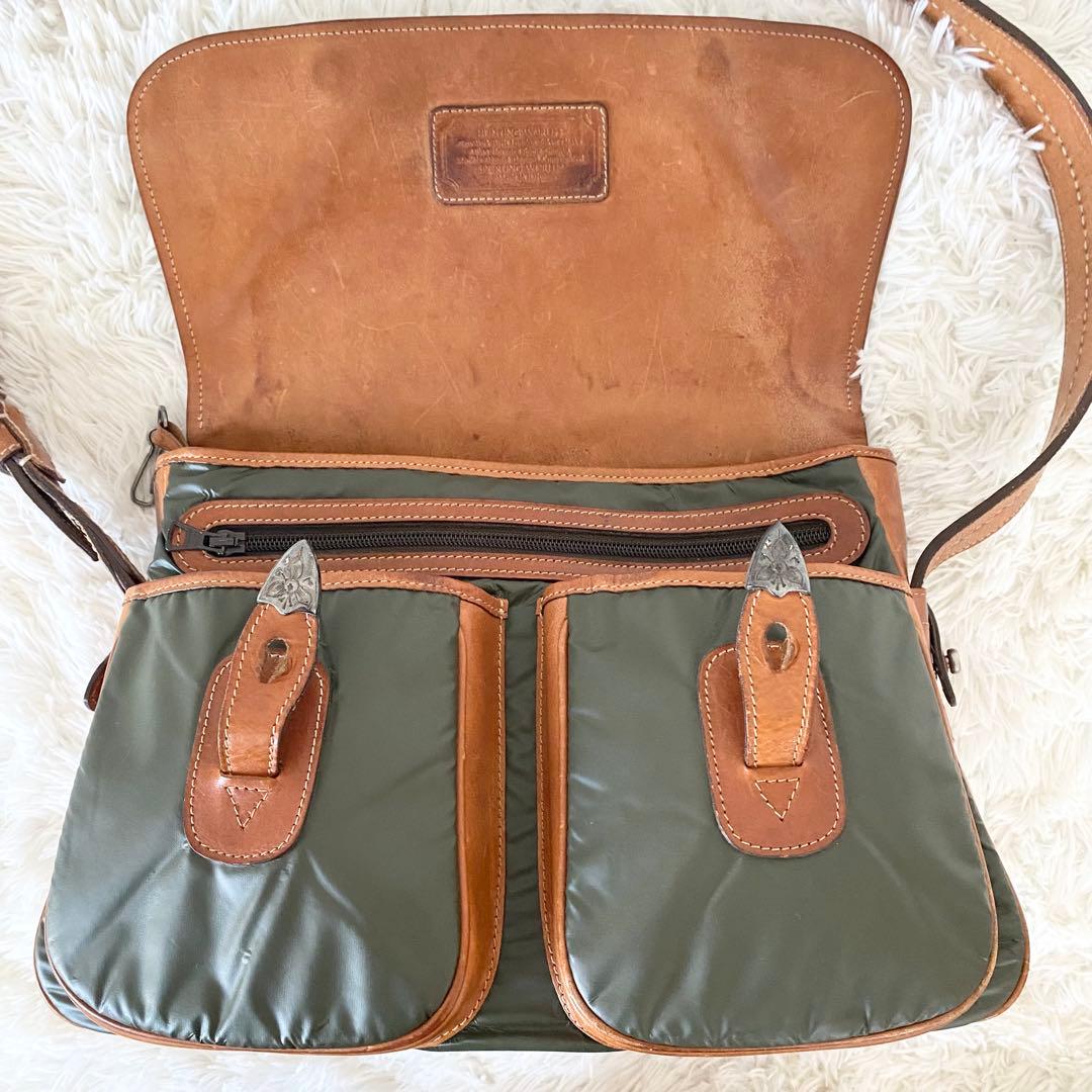 ハンティングワールド メッセンジャーバッグ バチューサー レザー ハラコ 大容量