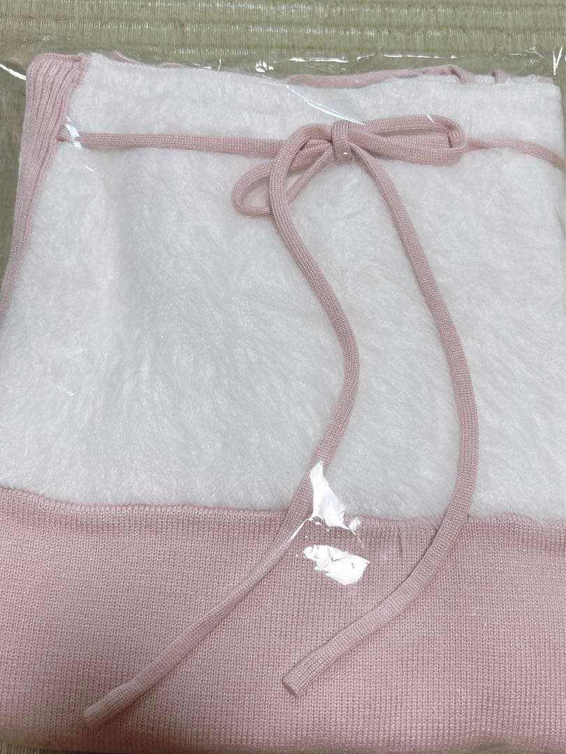 Ribbon bust fluffy tops ルミニョン ニット ピンク