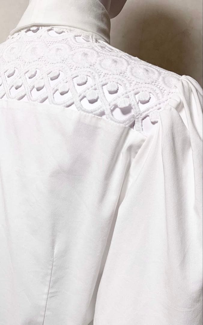 新品 alice+olivia アイレット刺繍レース ボウタイ シャツブラウス