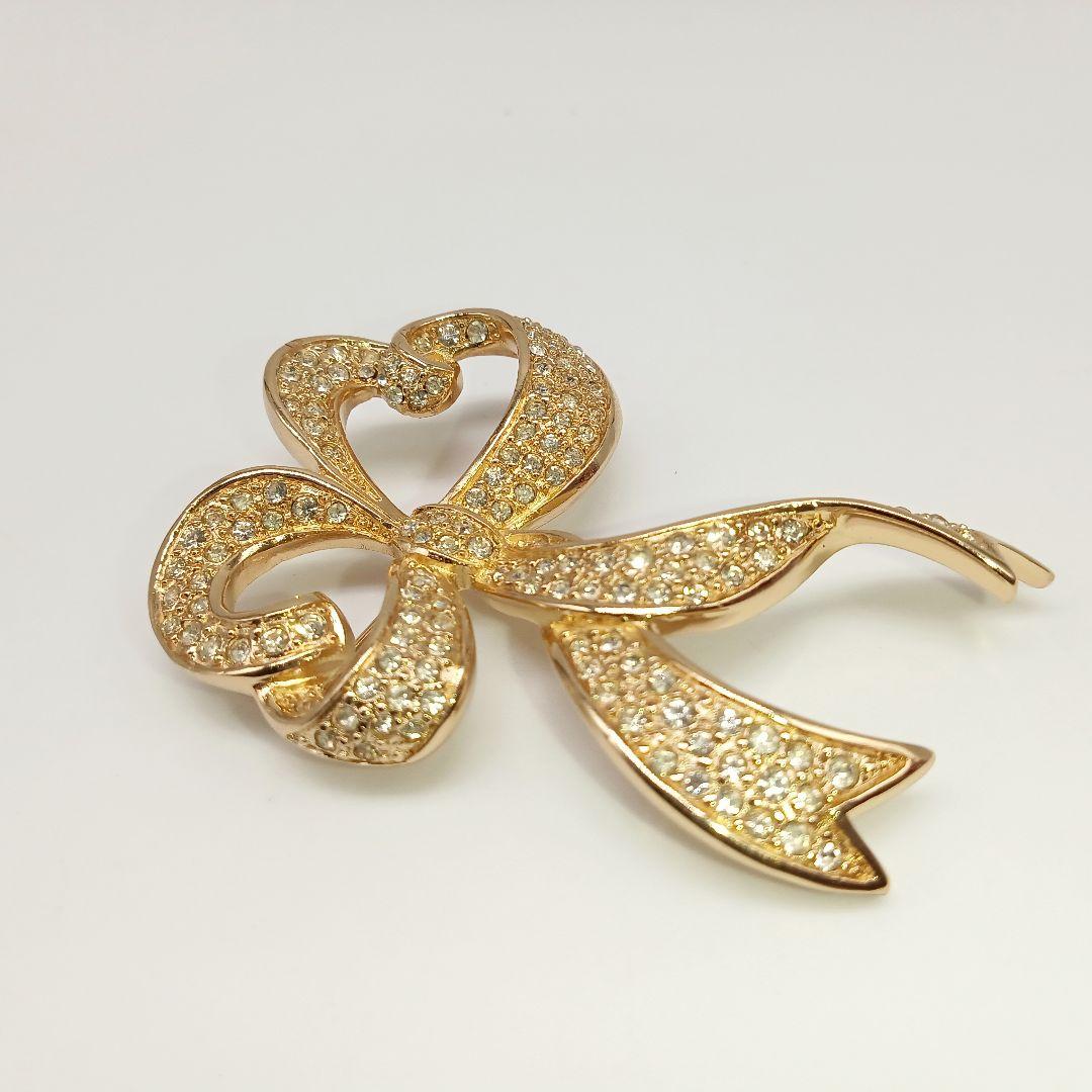 dior ラインストーン　ゴールドカラー　ブローチ