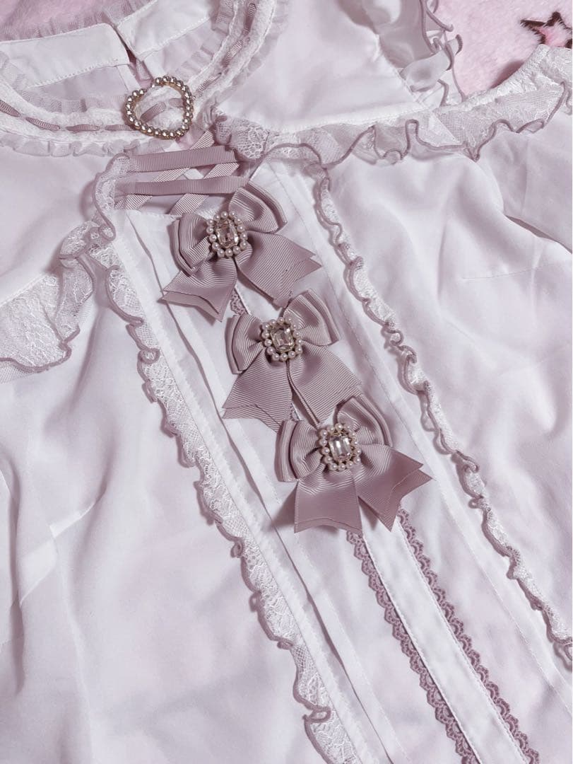 ♡LIZLISA♡ 3つリボンハートチョーカーブラウス　ピンク　美品　正規品