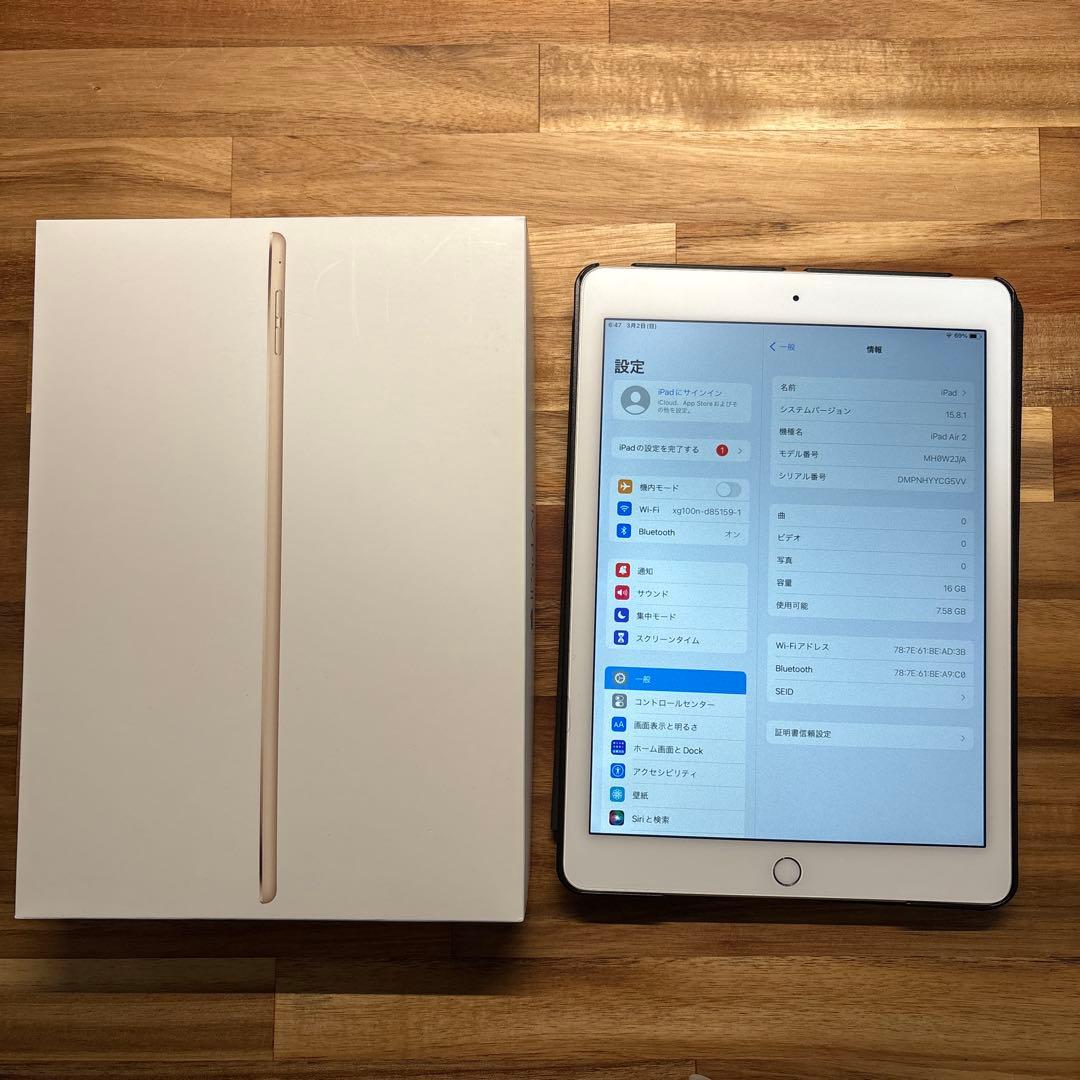Apple iPad Air 2 Wi-Fi 16GB Gold 本体
