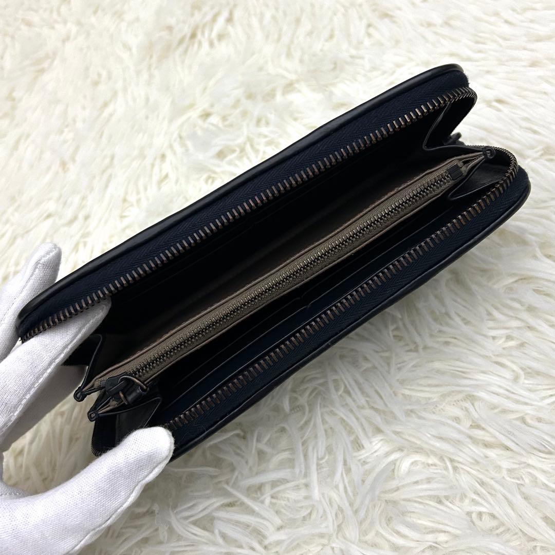 【美品】BOTTEGA VENETA イントレチャート ラウンドファスナー 財布