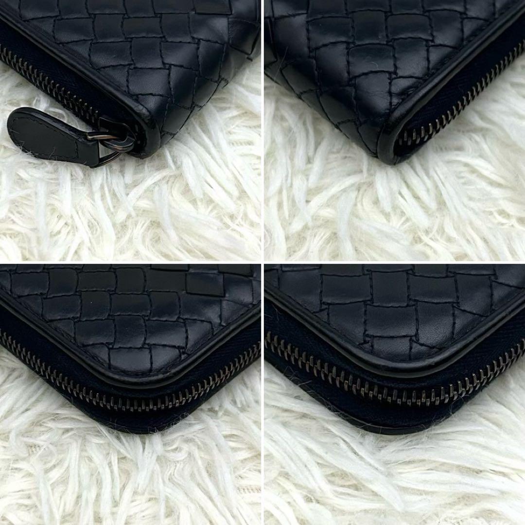 【美品】BOTTEGA VENETA イントレチャート ラウンドファスナー 財布