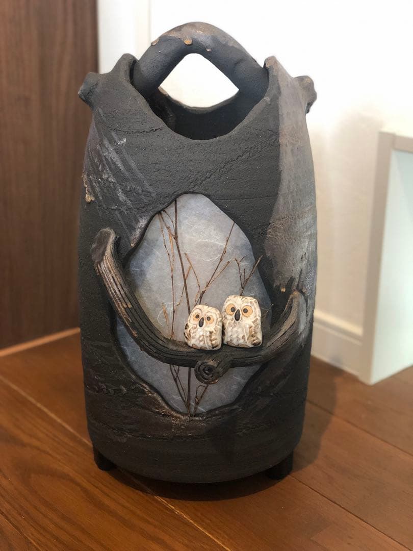 【新品】信楽焼 天平ロマン 空気清浄器 ふくろう 置物