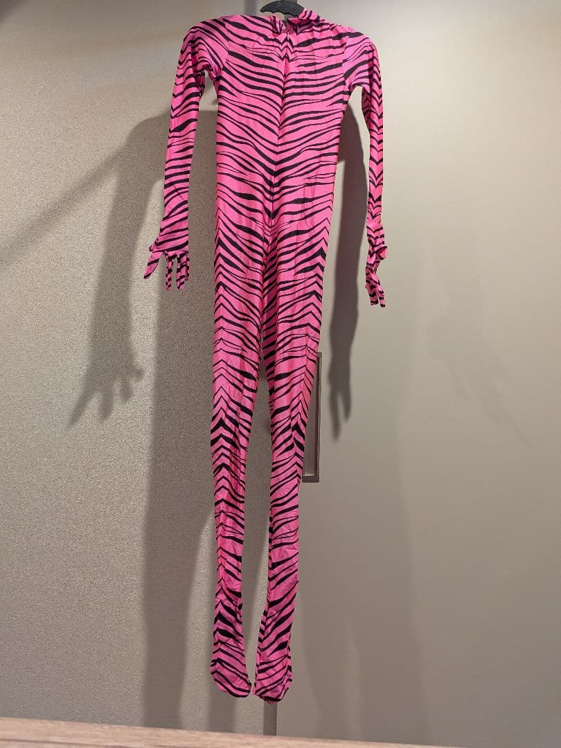 ☆　女性サイズ・ピンクゼブラ柄全身タイツ　☆　ZENTAI、コスプレ、戦隊