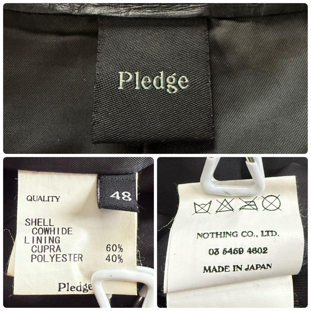 【美品】Pledge プレッジ ライダースベスト レザー 本革 牛革 48 M