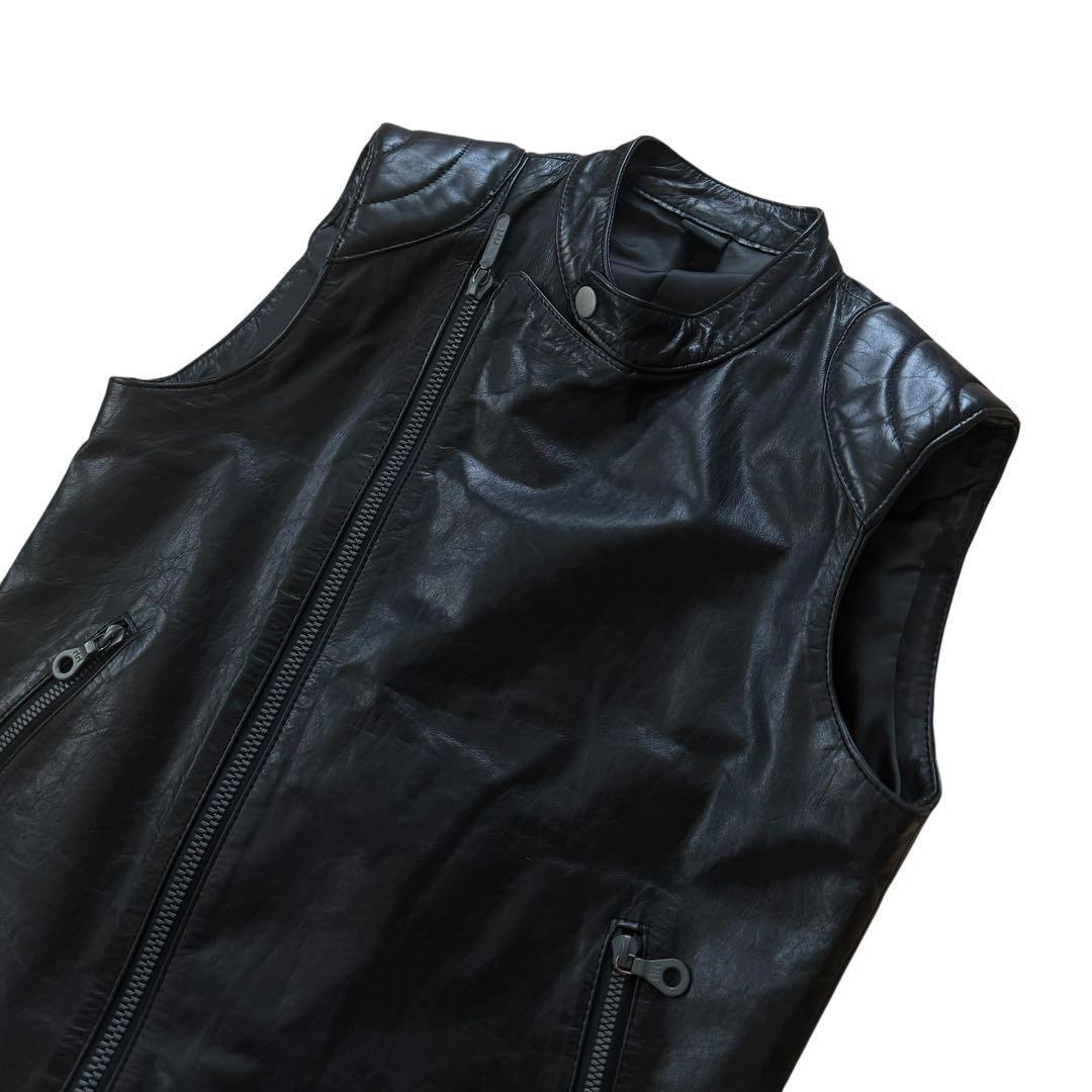 【美品】Pledge プレッジ ライダースベスト レザー 本革 牛革 48 M