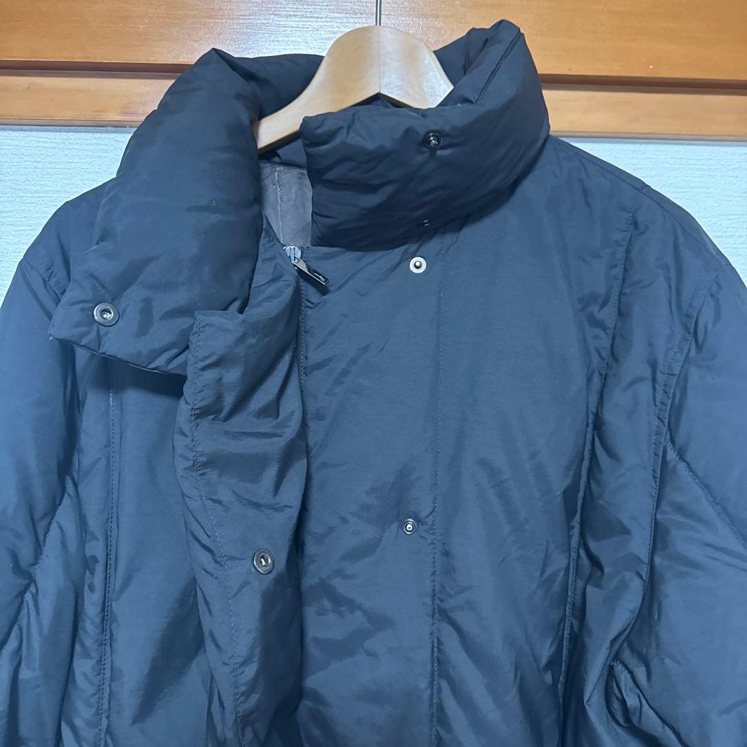 フェラガモ 黒 ロングダウンジャケット スタンドカラー L