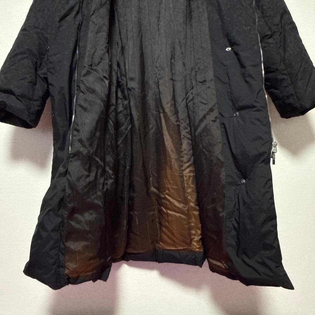 フェラガモ 黒 ロングダウンジャケット スタンドカラー L