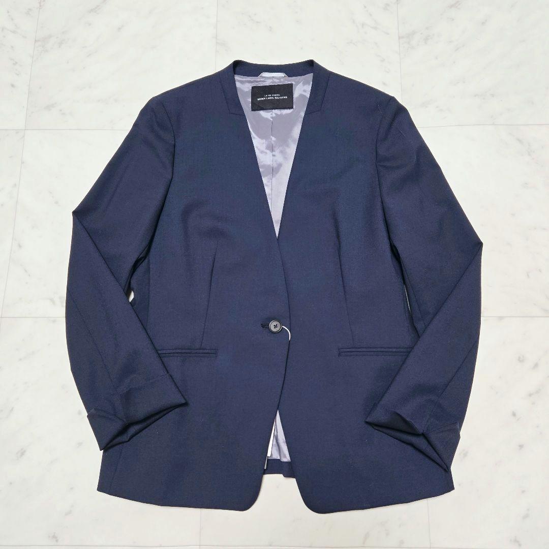 【タグ付き】 グリーンレーベルリラクシング ノーラペル ノーカラー パンツスーツ